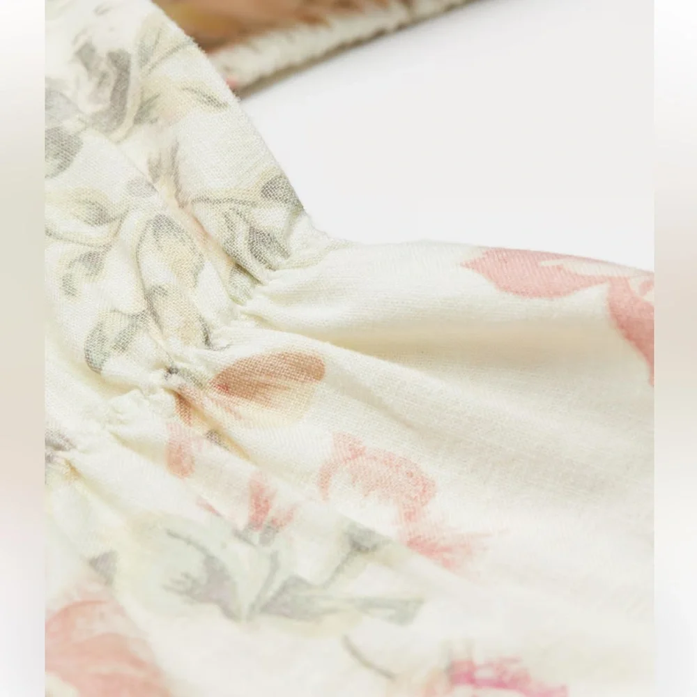 H&M Linen Blend Floral Top Blouse small - Picture 5 of 10